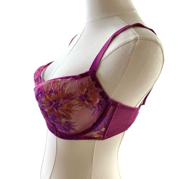 Cosabella 34F Maasai Balconette Bra Lace Embroidery Underwire Berry Pink-Multi - Picture 6 of 15